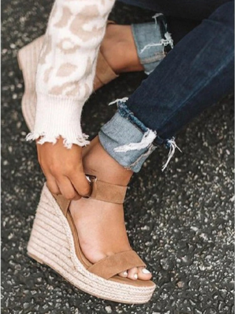 Women Leisure Wedges Heeled Wedge heel serpentine sandals
